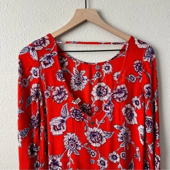 Billabong Heart Strayed Mini Floral Red Dress- Size XS - Picture 8 of 14